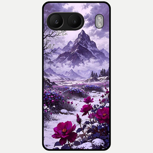  Flower Mountain View Glass Case For Oneplus Nord 4 back cover – full design glossy printed glass finish