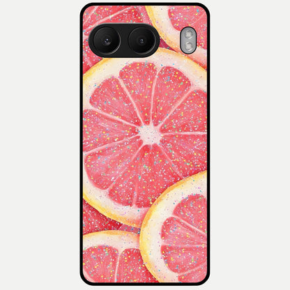  Glitter Grapefruit Glass Case For Oneplus Nord 4 back cover – full design glossy printed glass finish