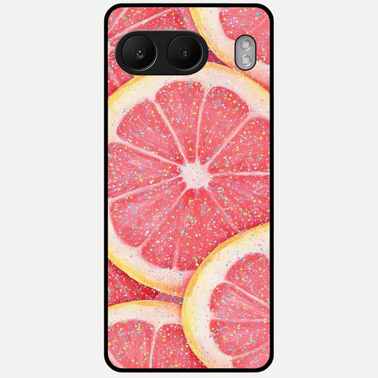  Glitter Grapefruit Glass Case For Oneplus Nord 4 back cover – full design glossy printed glass finish