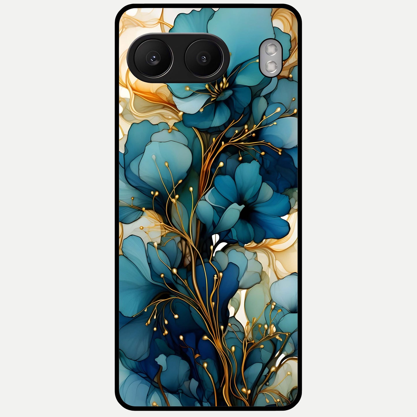  Golden Bloom Symphony Glass Case For Oneplus Nord 4 back cover – full design glossy printed glass finish