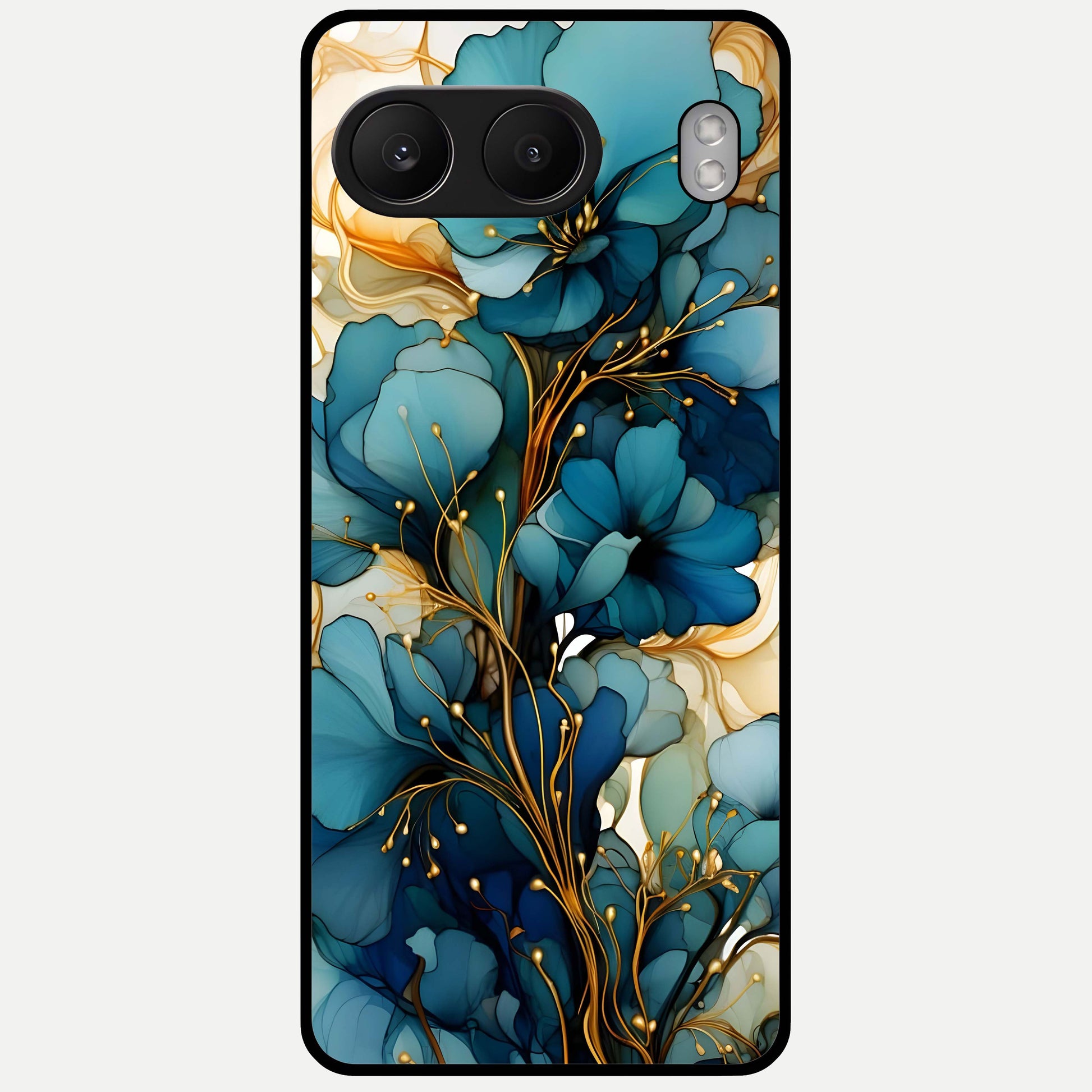  Golden Bloom Symphony Glass Case For Oneplus Nord 4 back cover – full design glossy printed glass finish