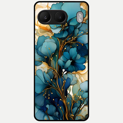 Golden Bloom Symphony Glass Case For Oneplus Nord 4 back cover – full design glossy printed glass finish