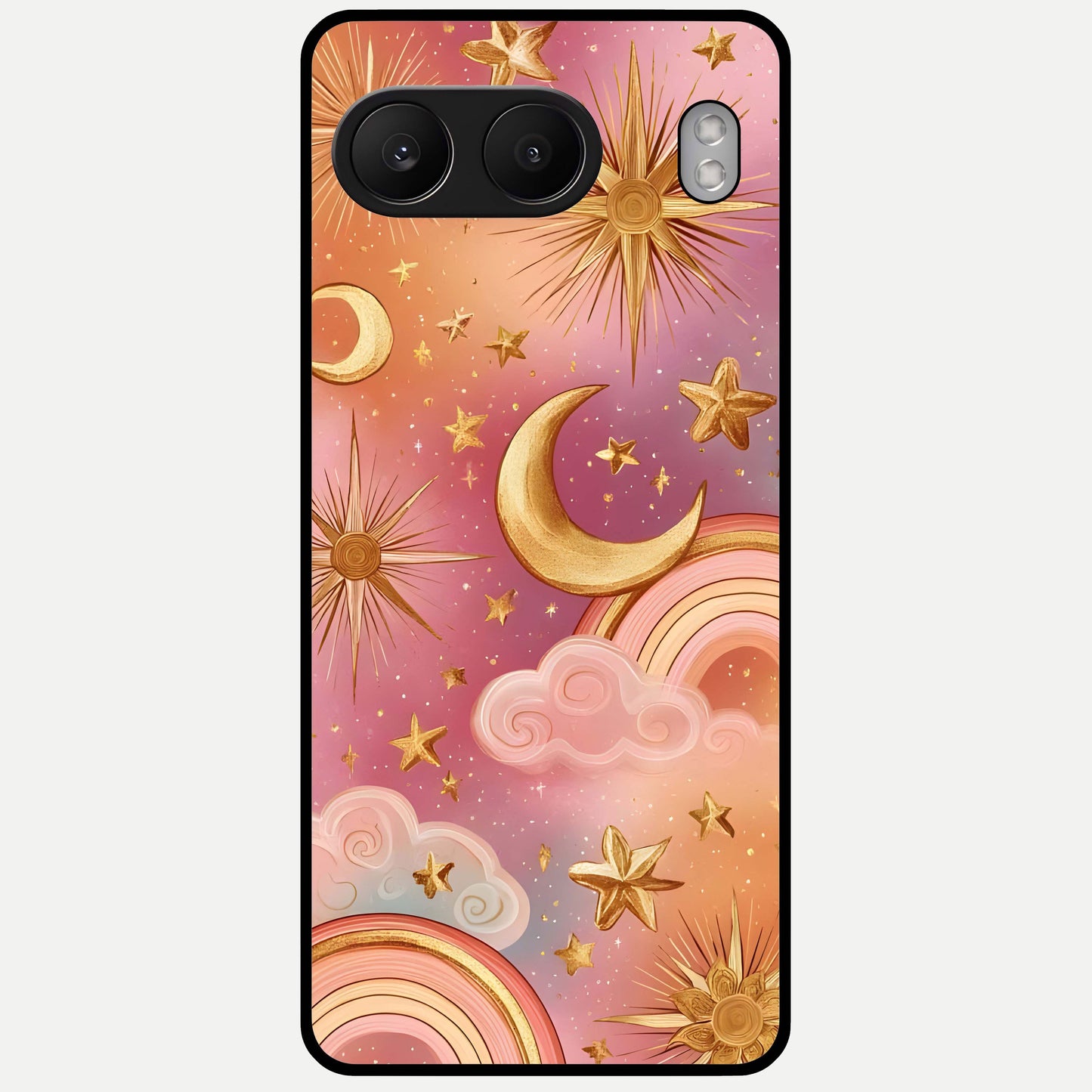  Golden Celestial Dreams Glass Case For Oneplus Nord 4 back cover – full design glossy printed glass finish
