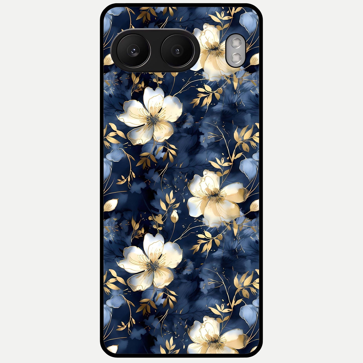  Golden Midnight Bloom Glass Case For Oneplus Nord 4 back cover – full design glossy printed glass finish