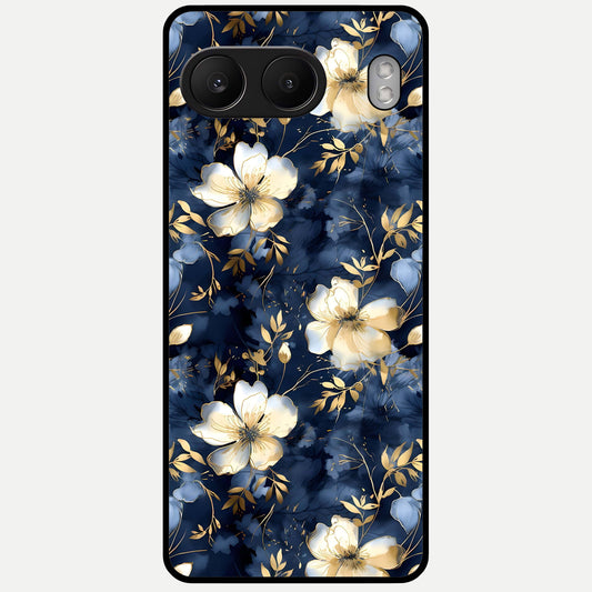  Golden Midnight Bloom Glass Case For Oneplus Nord 4 back cover – full design glossy printed glass finish