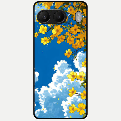  Golden Petal Sky Glass Case For Oneplus Nord 4 back cover – full design glossy printed glass finish