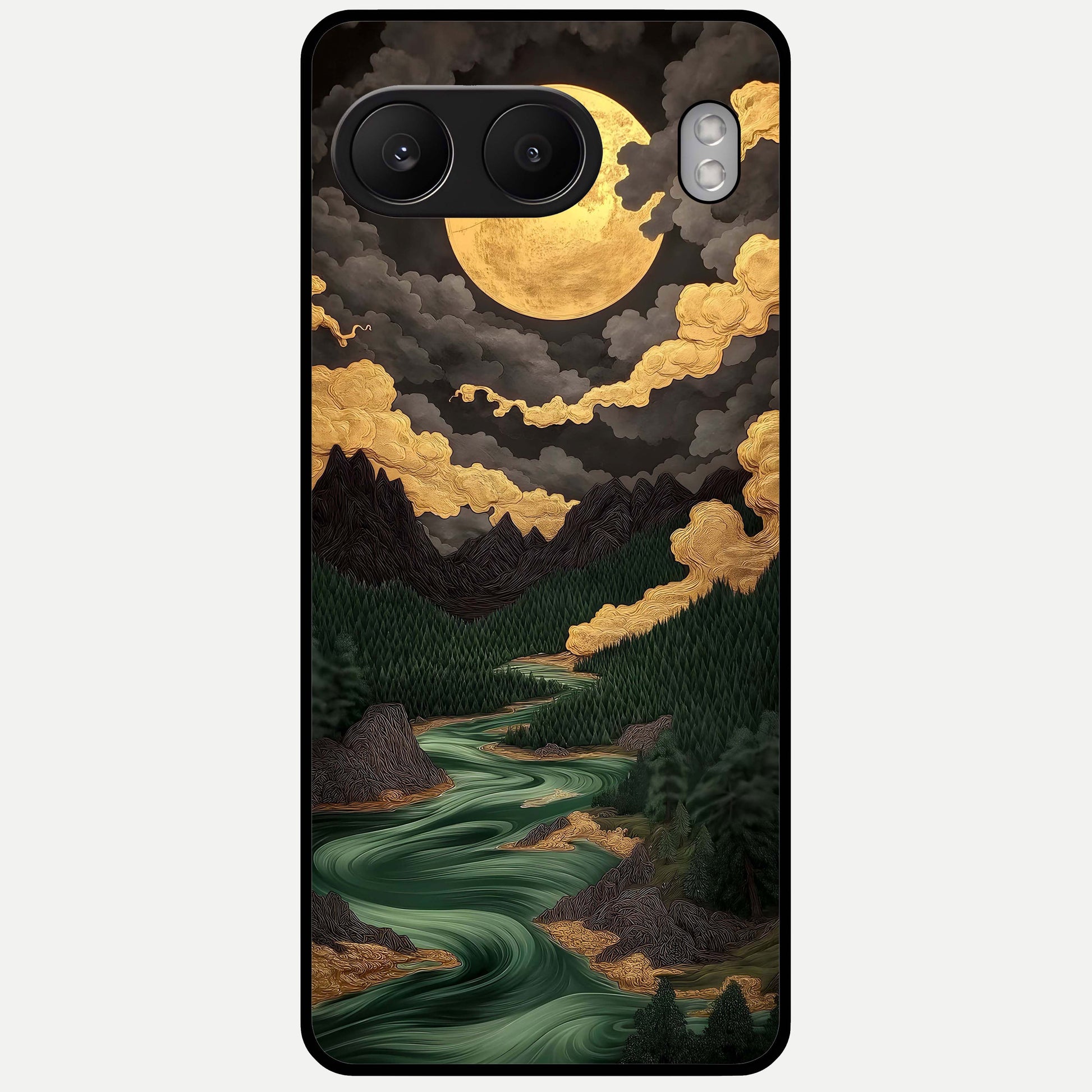  Golden River Moon Glass Case For Oneplus Nord 4 back cover – full design glossy printed glass finish