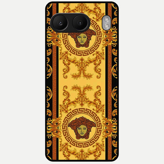  Golden Royal Heritage Glass Case For Oneplus Nord 4 back cover – full design glossy printed glass finish