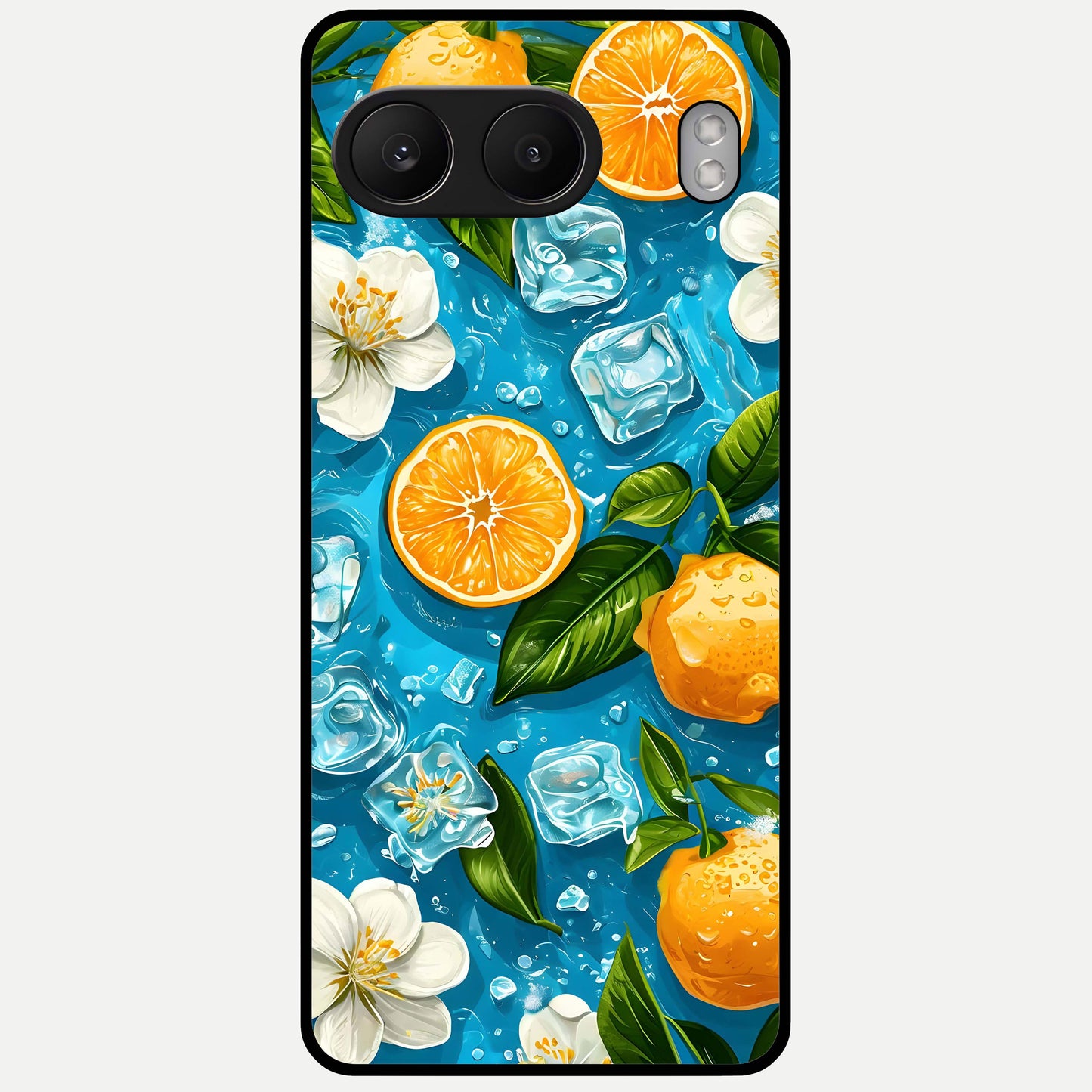 Ice Cube With Orange Glass Case For Oneplus Nord 4 back cover – full design glossy printed glass finish