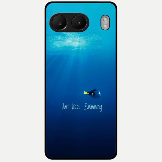  Just Keep Swimming Glass Case For Oneplus Nord 4 back cover – full design glossy printed glass finish