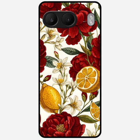  Lemon Rose Charm Glass Case For Oneplus Nord 4 back cover – full design glossy printed glass finish