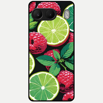  Lime and Raspberry Pattern Glass Case For Oneplus Nord 4 back cover – full design glossy printed glass finish