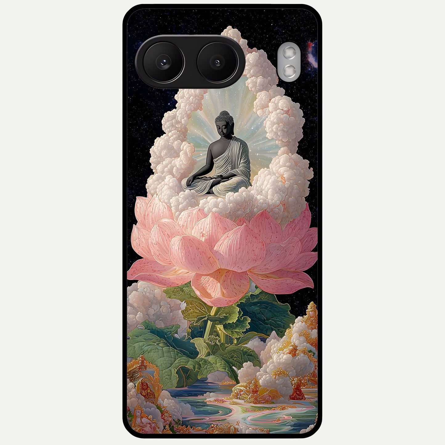  Lotus Divine Peace Glass Case For Oneplus Nord 4 back cover – full design glossy printed glass finish