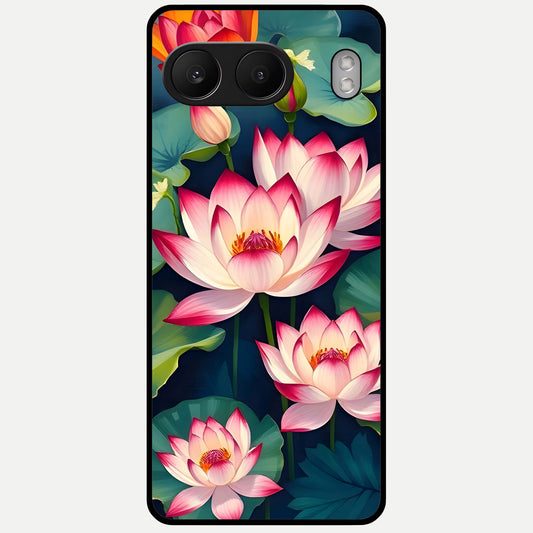  Lotus Dream Serenity Glass Case For Oneplus Nord 4 back cover – full design glossy printed glass finish