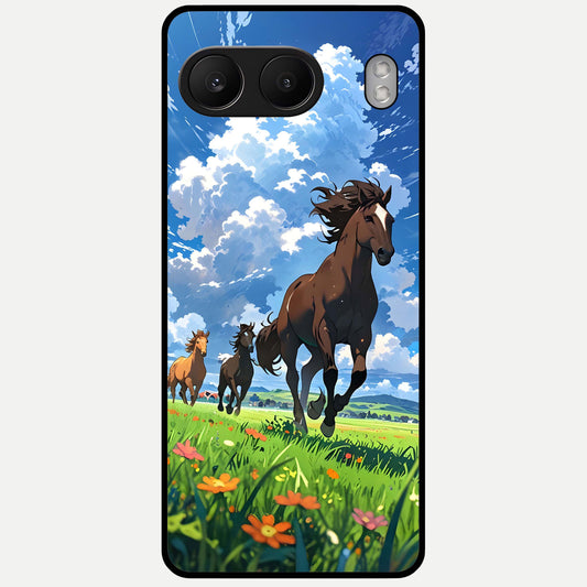  Majestic Horses Galloping Glass Case For Oneplus Nord 4 back cover – full design glossy printed glass finish