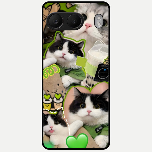  Matcha Cats Mood Glass Case For Oneplus Nord 4 back cover – full design glossy printed glass finish
