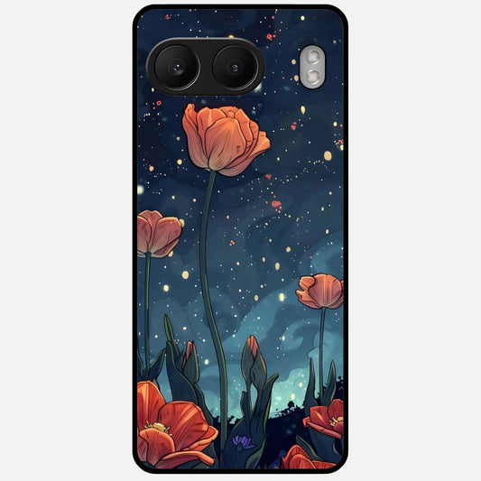  Midnight Tulip Glow Glass Case For Oneplus Nord 4 back cover – full design glossy printed glass finish