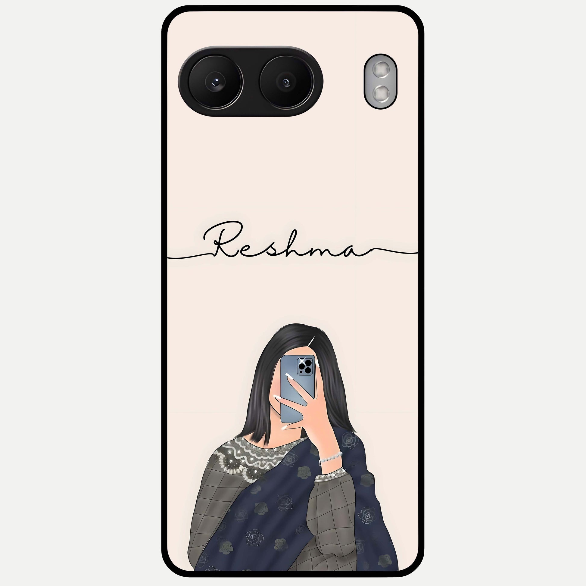  Mirror Mood Muse With Custom Name Glass Case For Oneplus Nord 4 back cover – full design glossy printed glass finish