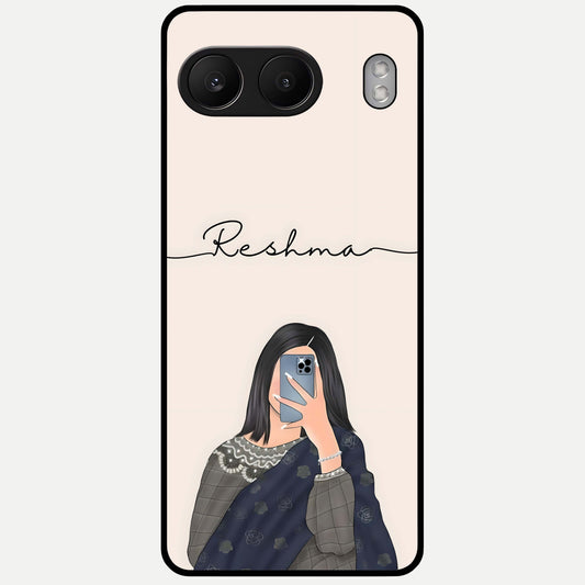  Mirror Mood Muse With Custom Name Glass Case For Oneplus Nord 4 back cover – full design glossy printed glass finish