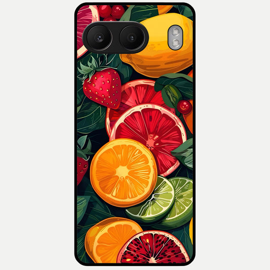  Multiple Fruits Glass Case For Oneplus Nord 4 back cover – full design glossy printed glass finish