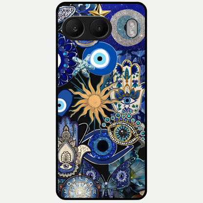  Mystic Blue Evil Eye Glass Case For Oneplus Nord 4 back cover – full design glossy printed glass finish