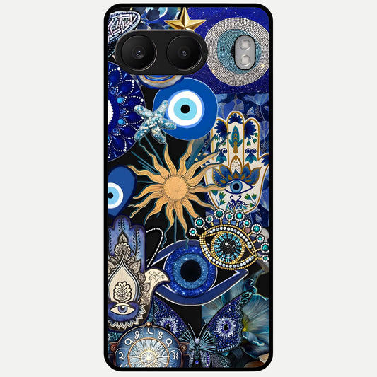  Mystic Blue Evil Eye Glass Case For Oneplus Nord 4 back cover – full design glossy printed glass finish