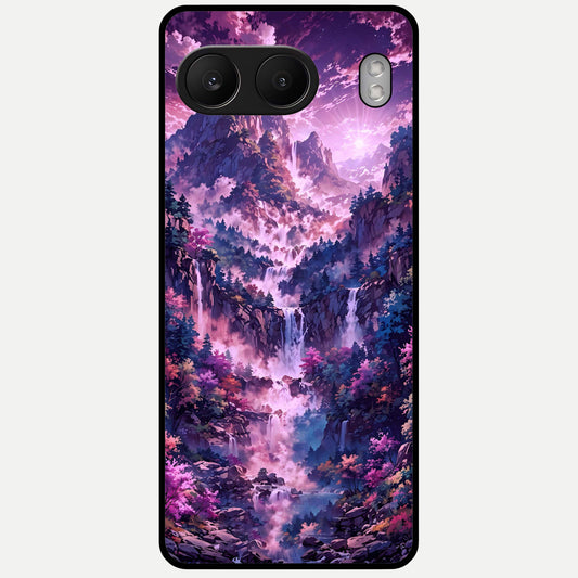  Mystic Cascade Peaks Glass Case For Oneplus Nord 4 back cover – full design glossy printed glass finish