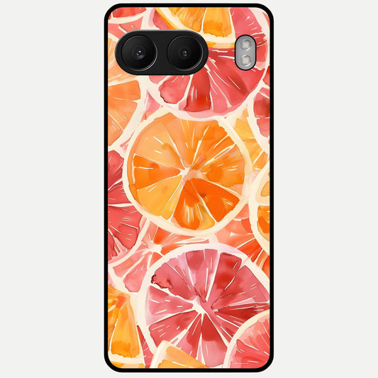 Orange Fruits Pattern Glass Case For Oneplus Nord 4 back cover – full design glossy printed glass finish