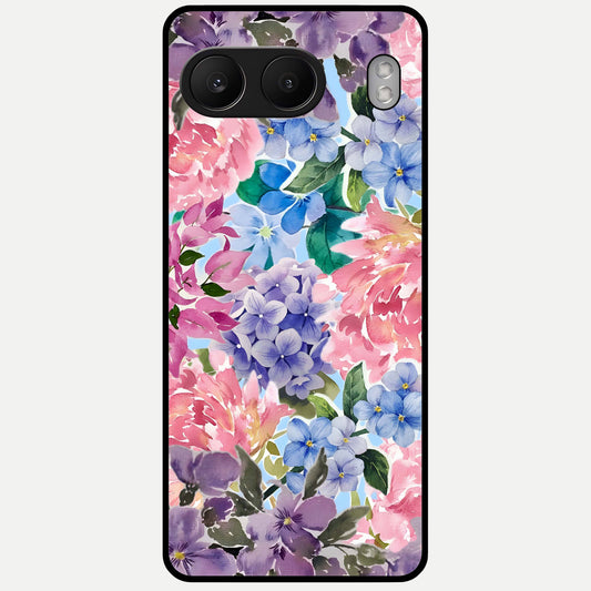  Pastel Floral Mix Glass Case For Oneplus Nord 4 back cover – full design glossy printed glass finish