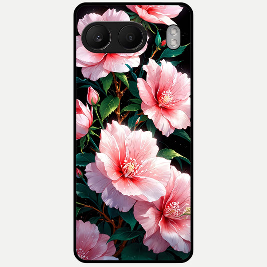  Peach Flower Glass Case For Oneplus Nord 4 back cover – full design glossy printed glass finish