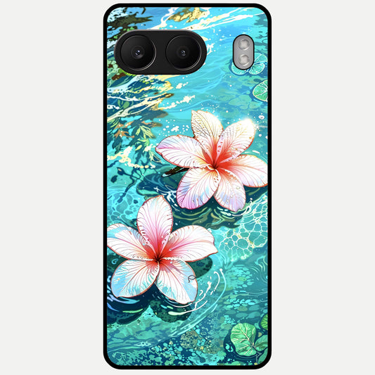  Pink Flowers in Water Glass Case For Oneplus Nord 4 back cover – full design glossy printed glass finish