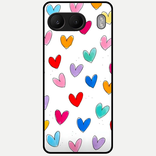  Playful Love Doodles Glass Case For Oneplus Nord 4 back cover – full design glossy printed glass finish