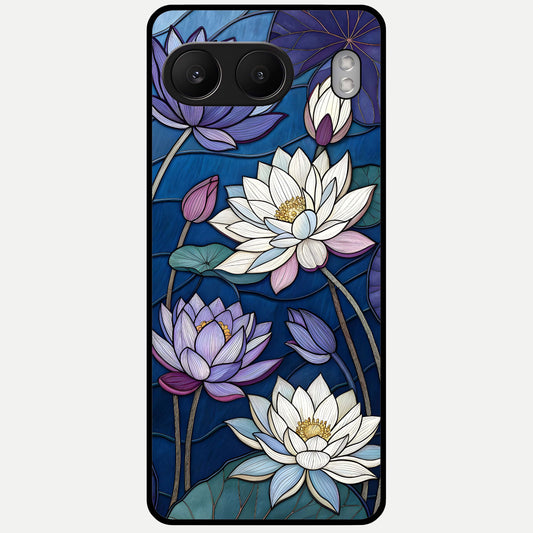  Purple Lotus Stained Glass Case For Oneplus Nord 4 back cover – full design glossy printed glass finish