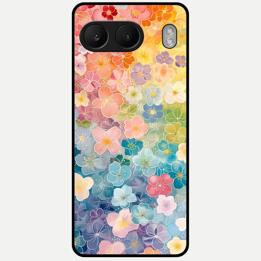  Rainbow Blossom Burst Glass Case For Oneplus Nord 4 back cover – full design glossy printed glass finish