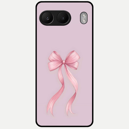  Soft Blush Bow Glass Case For Oneplus Nord 4 back cover – full design glossy printed glass finish