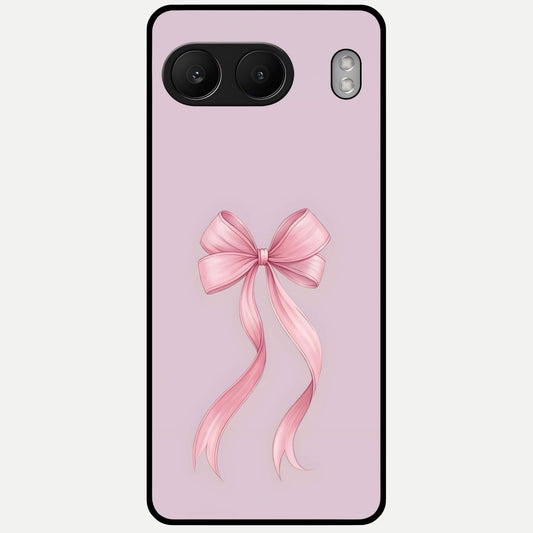  Soft Blush Bow Glass Case For Oneplus Nord 4 back cover – full design glossy printed glass finish