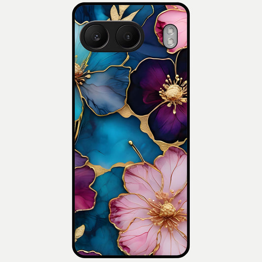  Sparkle Floral Glass Case For Oneplus Nord 4 back cover – full design glossy printed glass finish