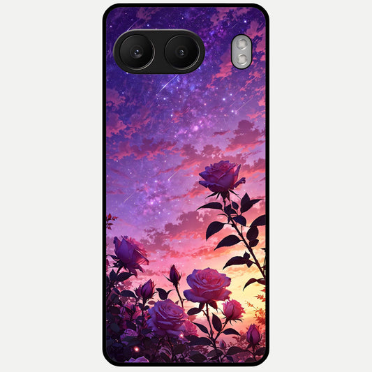  Starlit Rose Twilight Glass Case For Oneplus Nord 4 back cover – full design glossy printed glass finish