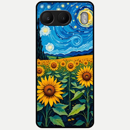  Starry Sunflower Dreams Glass Case For Oneplus Nord 4 back cover – full design glossy printed glass finish