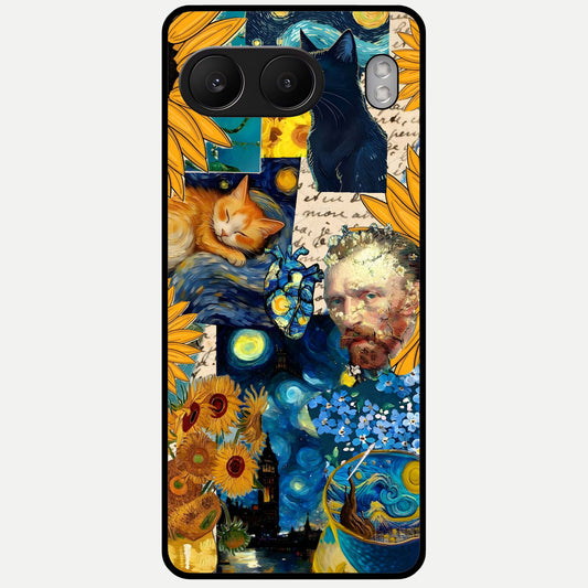  Sunflower Chic Mood Custom Name Glass Case For Oneplus Nord 4 back cover – full design glossy printed glass finish