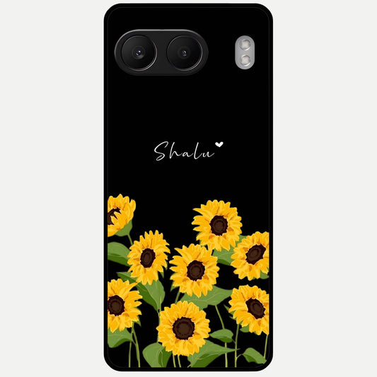  Sunflower Sky Bloom Glass Case For Oneplus Nord 4 back cover – full design glossy printed glass finish