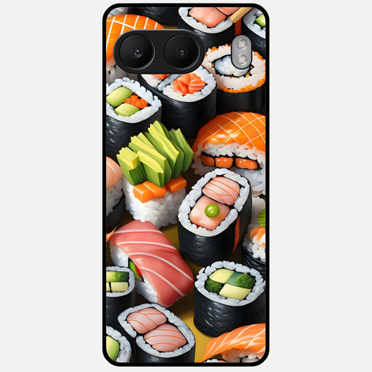  Sushi Food Pattern Glass Case For Oneplus Nord 4 back cover – full design glossy printed glass finish