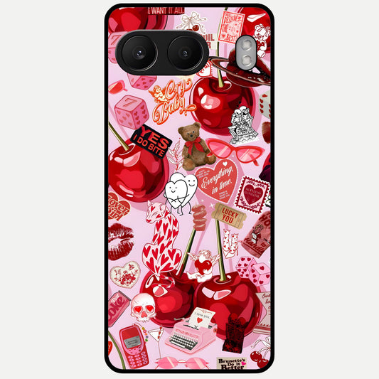  Sweet Cherry Chaos Glass Case For Oneplus Nord 4 back cover – full design glossy printed glass finish