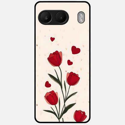  Tulip With Heart Glass Case For Oneplus Nord 4 back cover – full design glossy printed glass finish