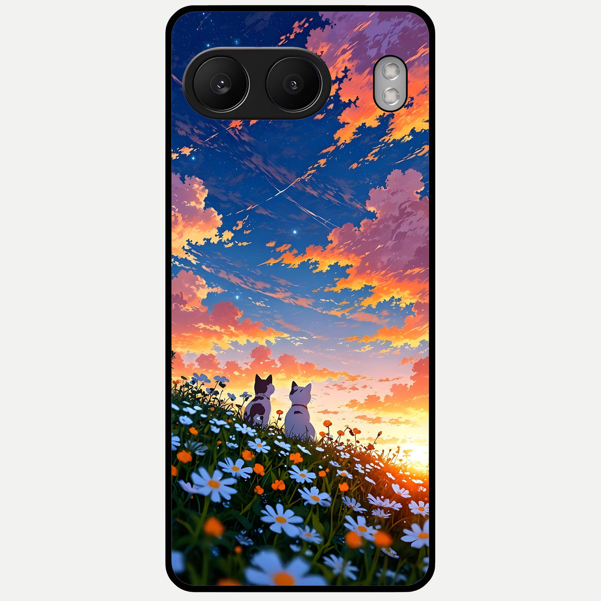  Two Cats Friends Glass Case For Oneplus Nord 4 back cover – full design glossy printed glass finish