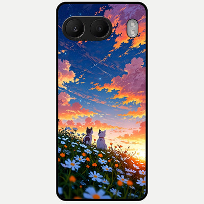  Two Cats Friends Glass Case For Oneplus Nord 4 back cover – full design glossy printed glass finish