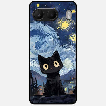  Van Gogh Cat Glass Case For Oneplus Nord 4 back cover – full design glossy printed glass finish