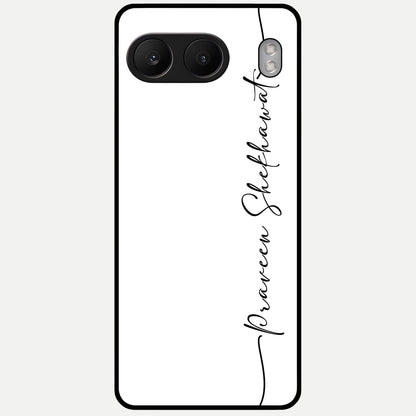  White Tune Custom Name Glass Case For Oneplus Nord 4 back cover – personalized glossy printed glass finish