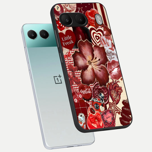  Aesthetic Little Freak phone case For Oneplus Nord 4 showing premium glass back cover with detailed artwork