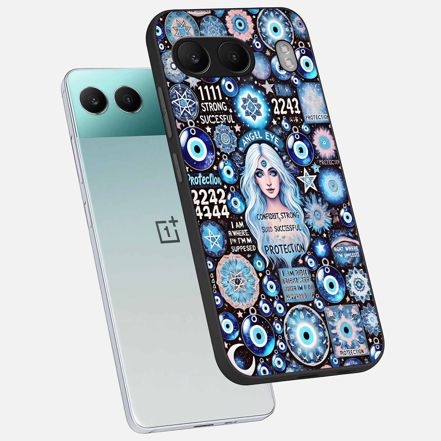  Angel Aura Shield phone case For Oneplus Nord 4 showing premium glass back cover with detailed artwork